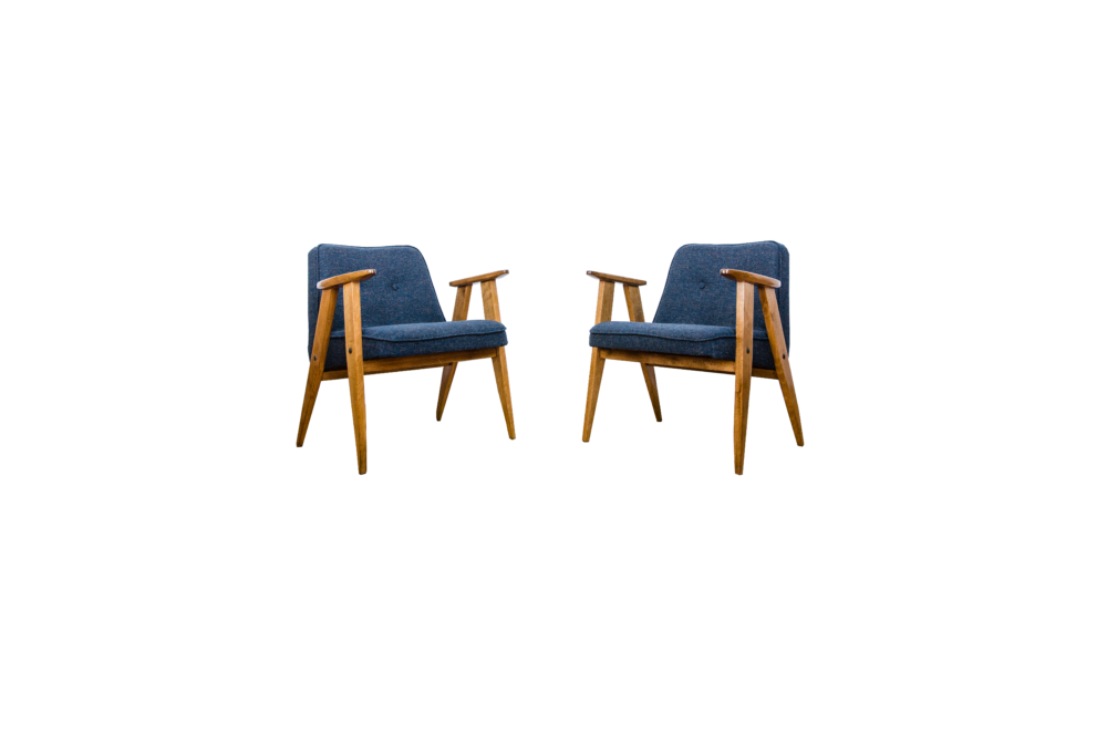 Pair of 366 armchairs by Józef Chierowski, Poland, 1960's