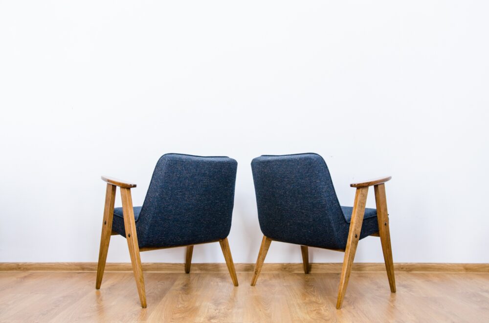 Pair of 366 armchairs by Józef Chierowski, Poland, 1960's