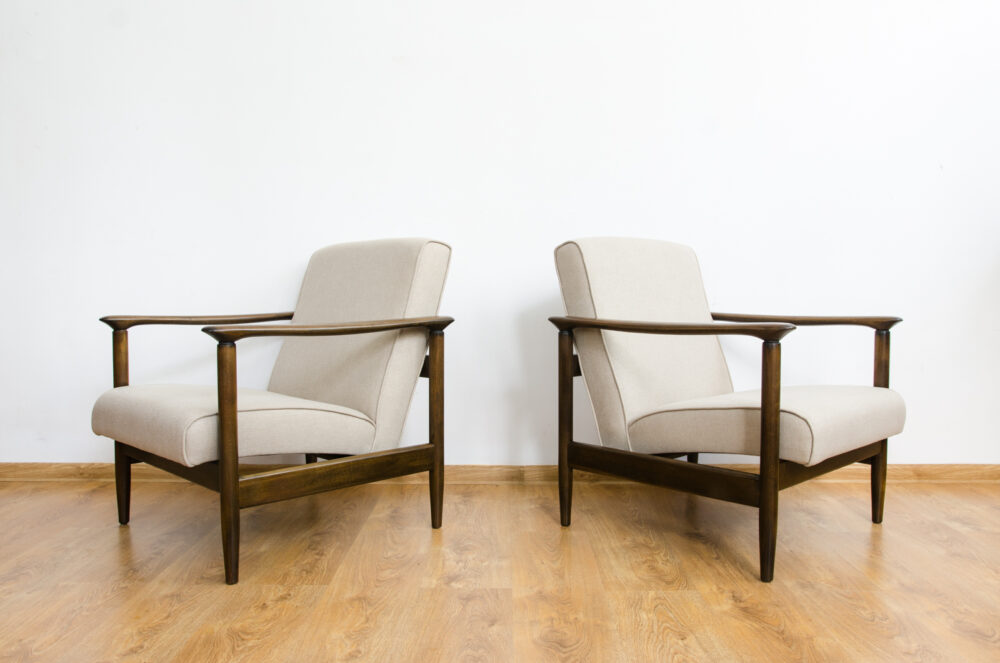 Pair of armchairs GFM-142 by Edmund Homa, GFM, Poland, 1960’s