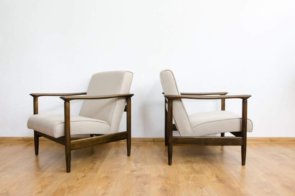 Pair of armchairs GFM-142 by Edmund Homa, GFM, Poland, 1960’s