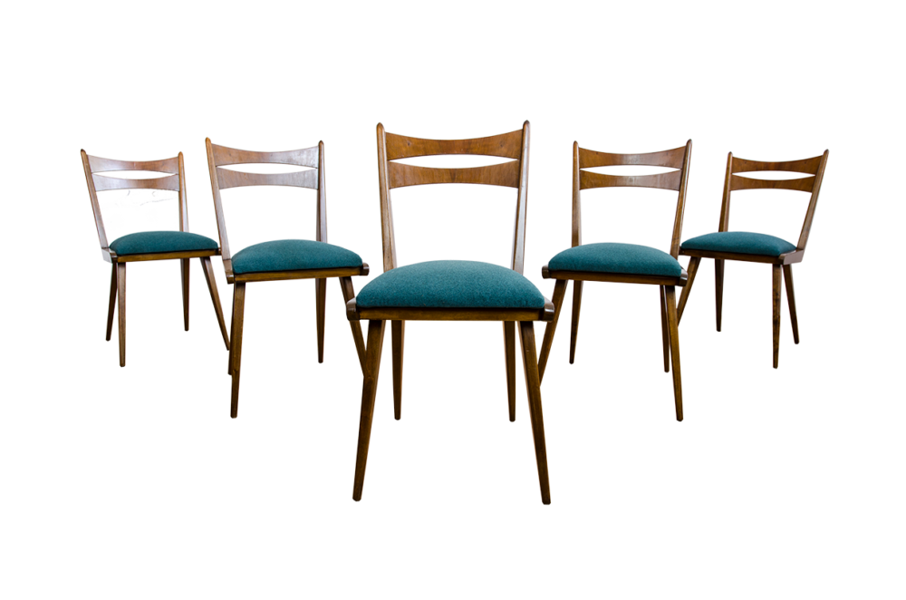 Set Of 5 Mid-century dining chairs, Czechoslovakia, 1960's