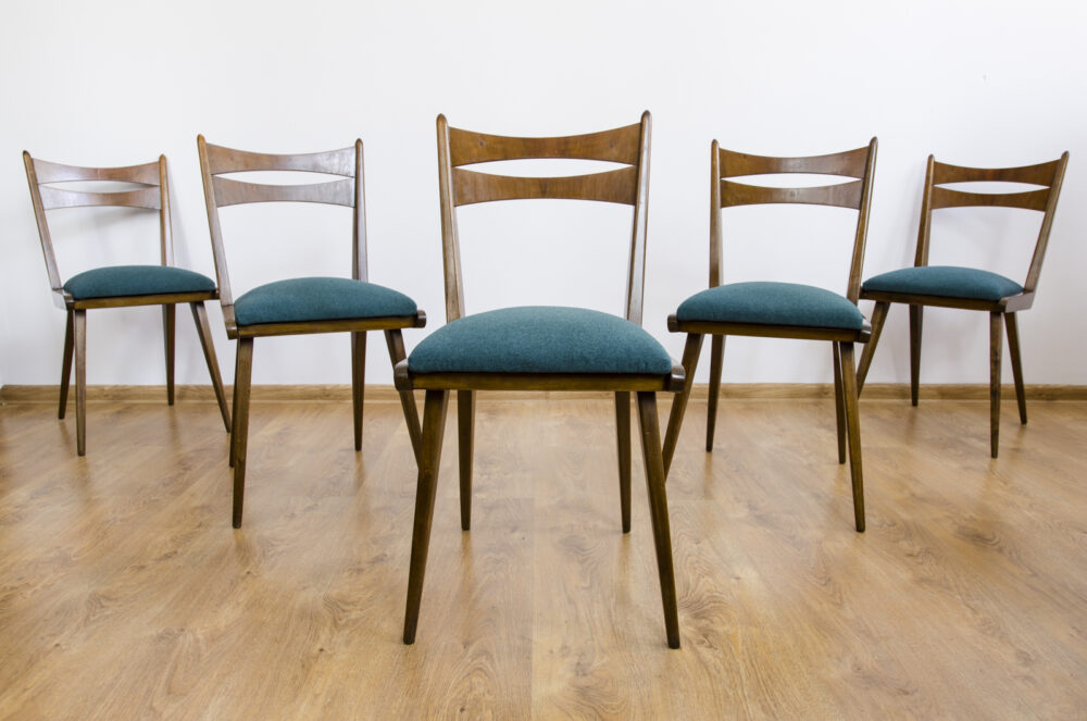 Set Of 5 Mid-century dining chairs, Czechoslovakia, 1960's