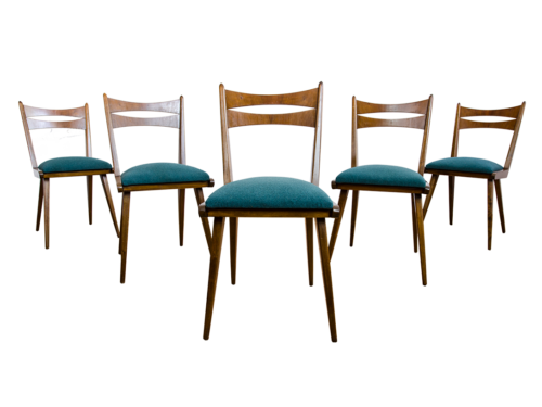 Set Of 5 Mid-century dining chairs, Czechoslovakia, 1960's