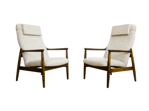 Pair of GFM-64 high back armchairs by Edmund Homa, GFM, Poland, 1960’s