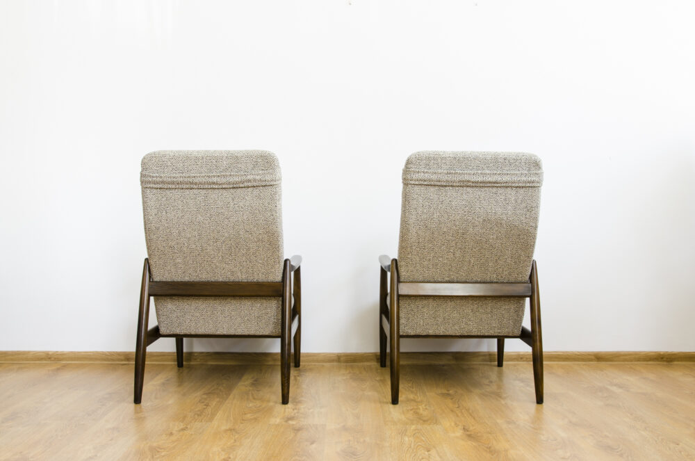 Pair of GFM-64 high back armchairs by Edmund Homa, GFM, Poland, 1960’s