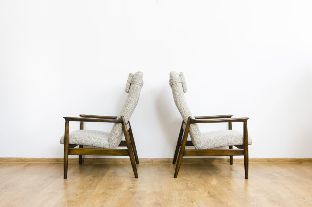 Pair of GFM-64 high back armchairs by Edmund Homa, GFM, Poland, 1960’s