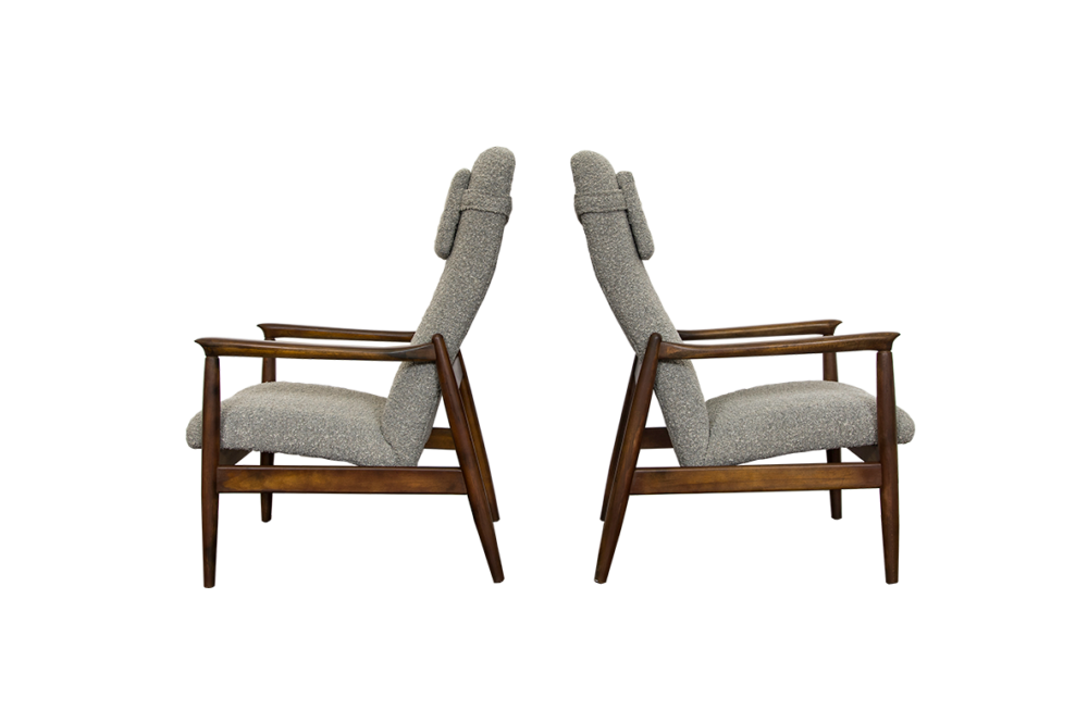 Pair of GFM-64 high back armchairs by Edmund Homa, GFM, Poland, 1960’s