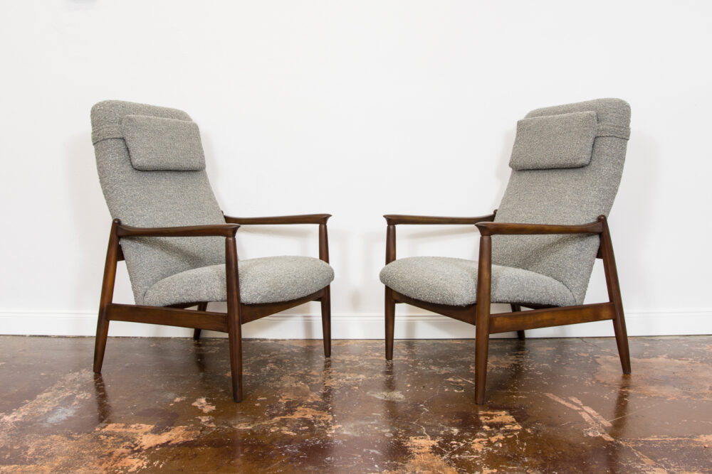 Pair of GFM-64 high back armchairs by Edmund Homa, GFM, Poland, 1960’s