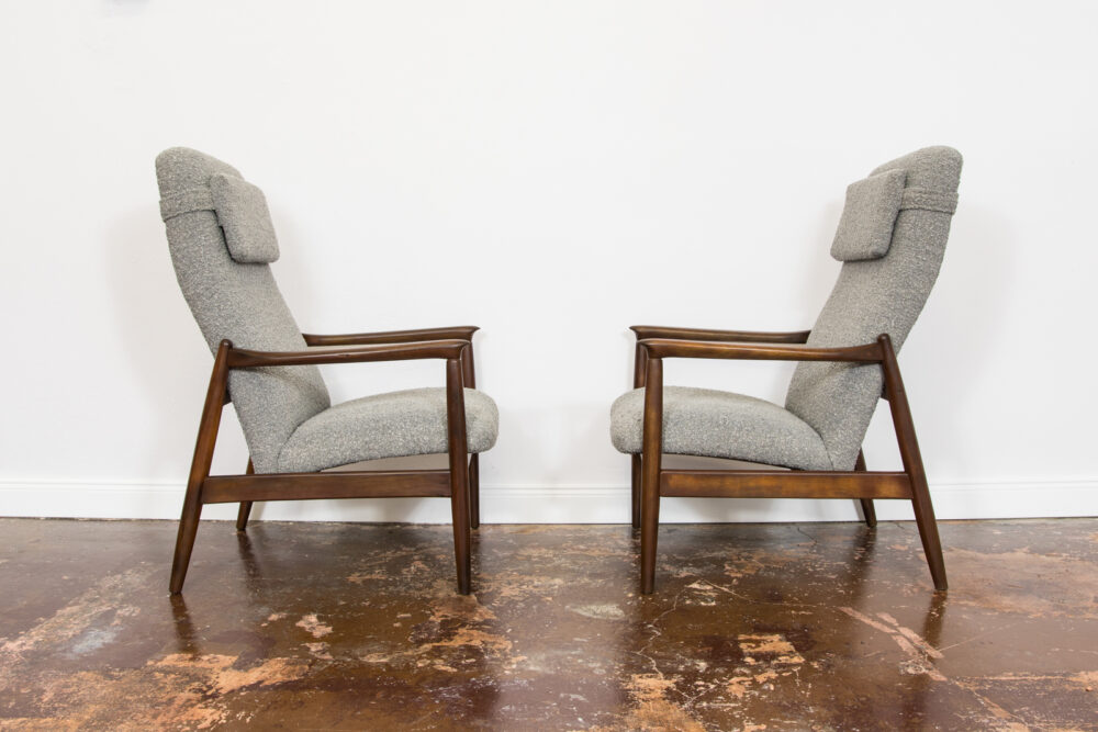 Pair of GFM-64 high back armchairs by Edmund Homa, GFM, Poland, 1960’s