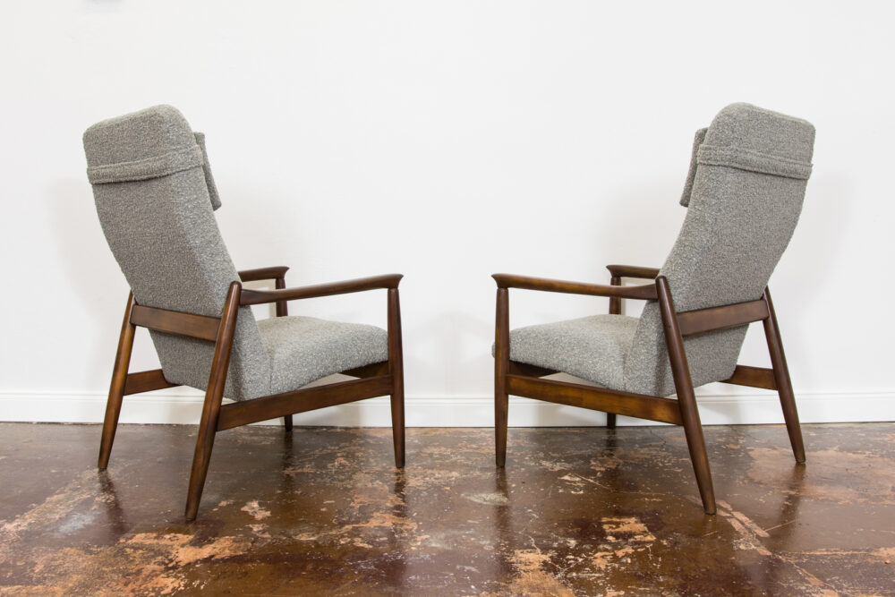 Pair of GFM-64 high back armchairs by Edmund Homa, GFM, Poland, 1960’s