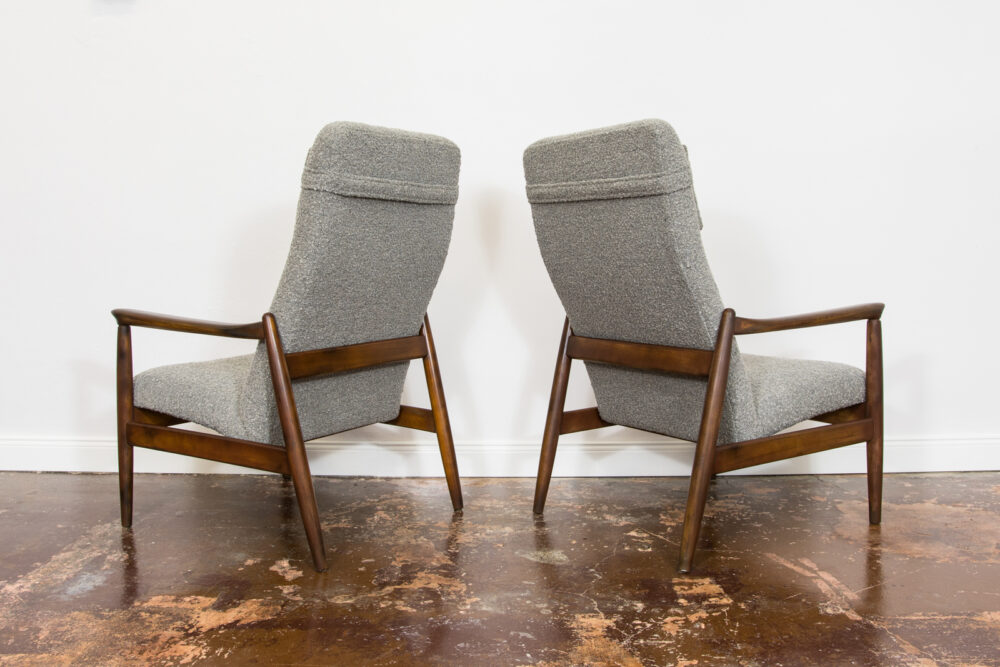 Pair of GFM-64 high back armchairs by Edmund Homa, GFM, Poland, 1960’s