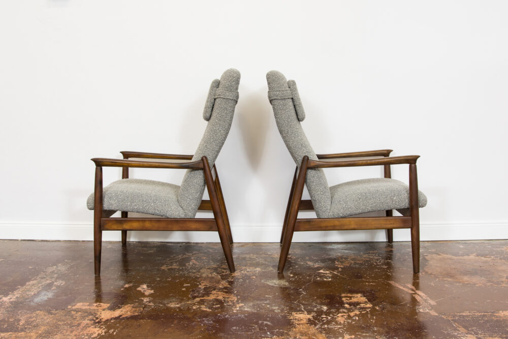 Pair of GFM-64 high back armchairs by Edmund Homa, GFM, Poland, 1960’s