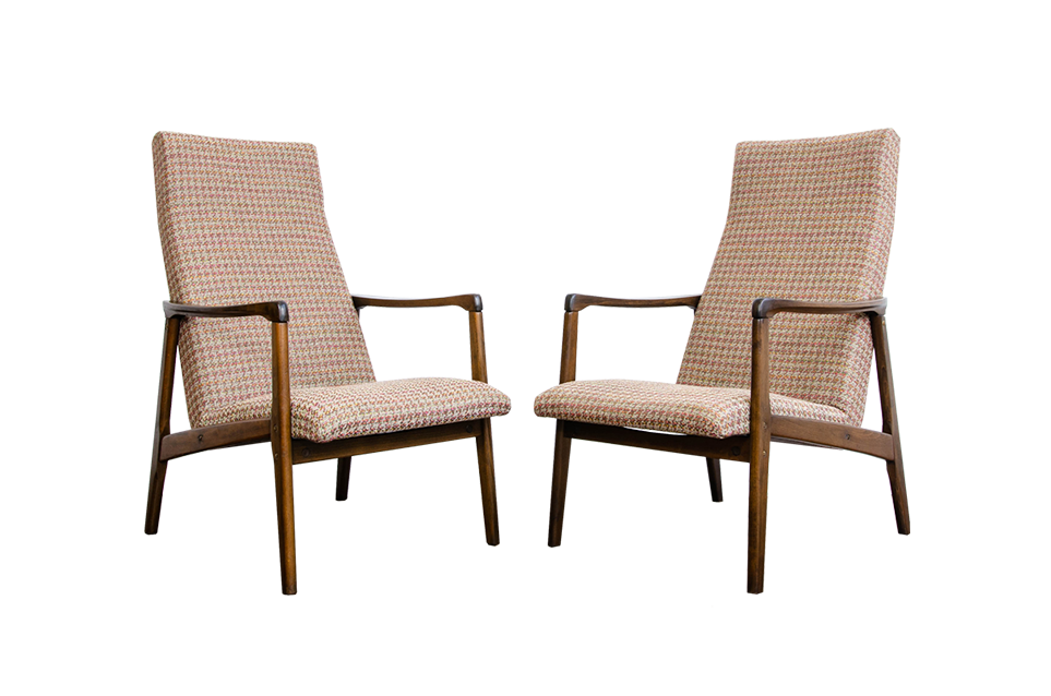 Pair of high-back armchairs, Czechoslovakia, 1960’s