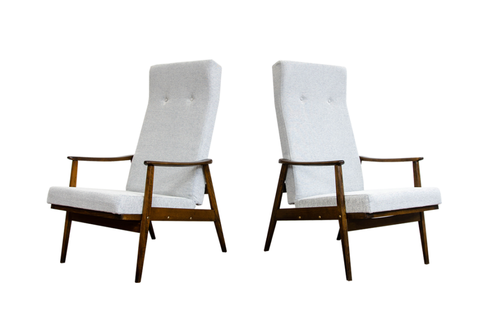 Pair of reclining high-back armchairs by TON, Czechoslovakia, 1960’s