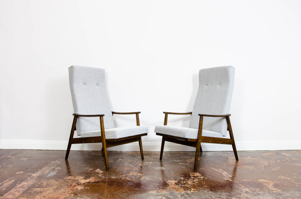 Pair of reclining high-back armchairs by TON, Czechoslovakia, 1960’s