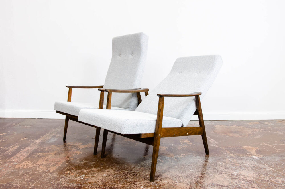 Pair of reclining high-back armchairs by TON, Czechoslovakia, 1960’s