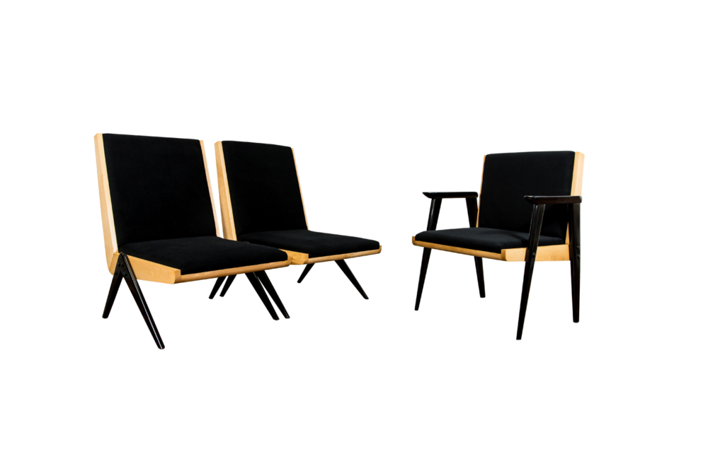 Set of 3 armchairs 1312, Słupskie Fabryki Mebli, Poland, 1960's