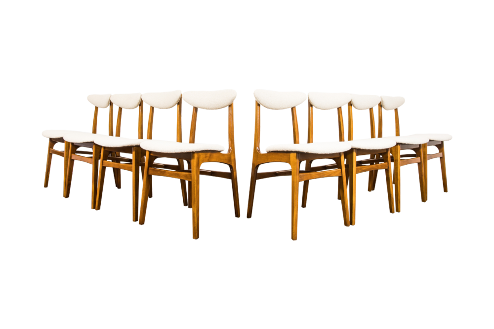 Set of 8 dining chairs, Type 200-190 By R. T. Hałas, Poland, 1960’s