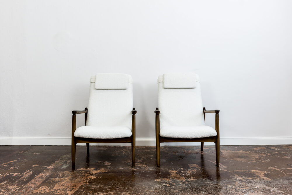 Pair Of GFM-64 High Back armchairs By Edmund Homa, GFM, Poland, 1960’S