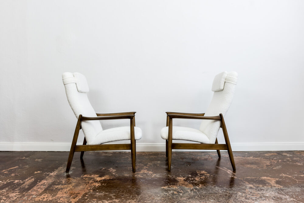 Pair Of GFM-64 High Back armchairs By Edmund Homa, GFM, Poland, 1960’S