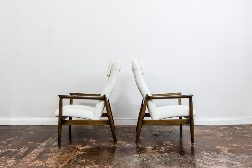 Pair Of GFM-64 High Back armchairs By Edmund Homa, GFM, Poland, 1960’S