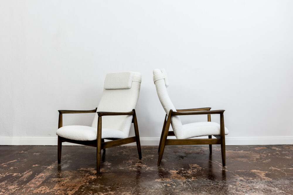 Pair Of GFM-64 High Back armchairs By Edmund Homa, GFM, Poland, 1960’S