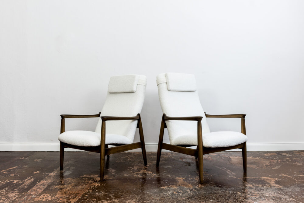 Pair Of GFM-64 High Back armchairs By Edmund Homa, GFM, Poland, 1960’S