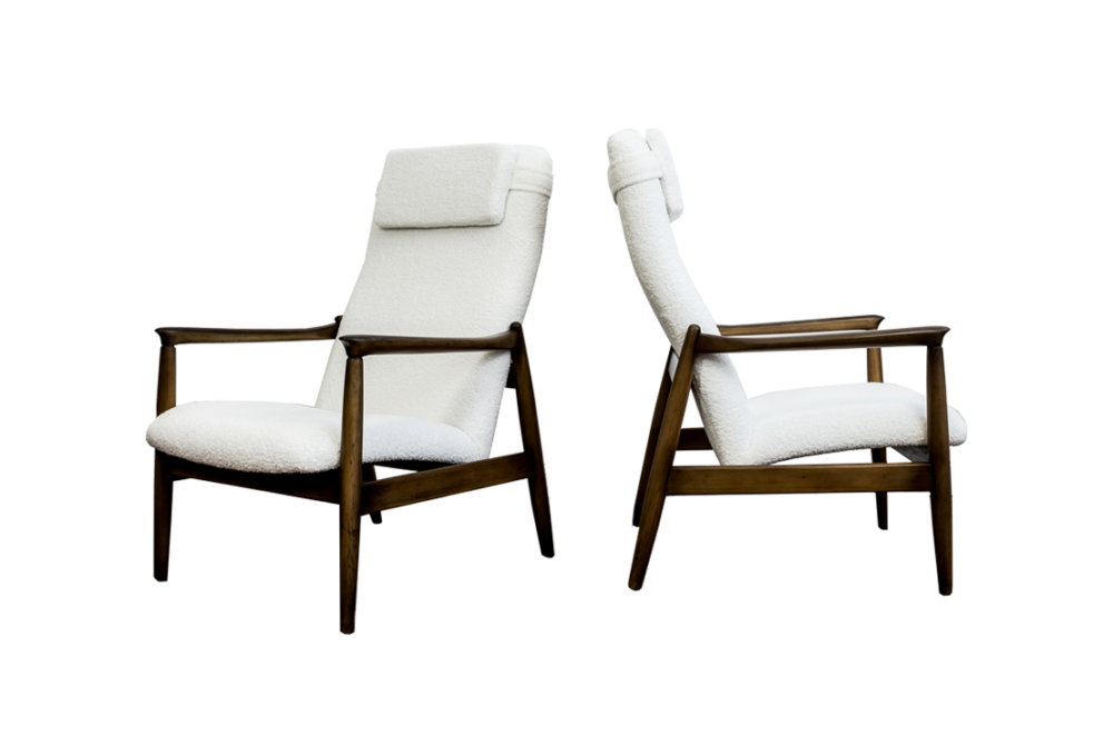 Pair Of GFM-64 High Back armchairs By Edmund Homa, GFM, Poland, 1960’S