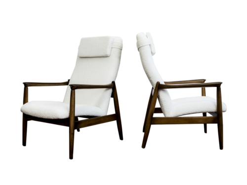 Pair Of GFM-64 High Back armchairs By Edmund Homa, GFM, Poland, 1960’S