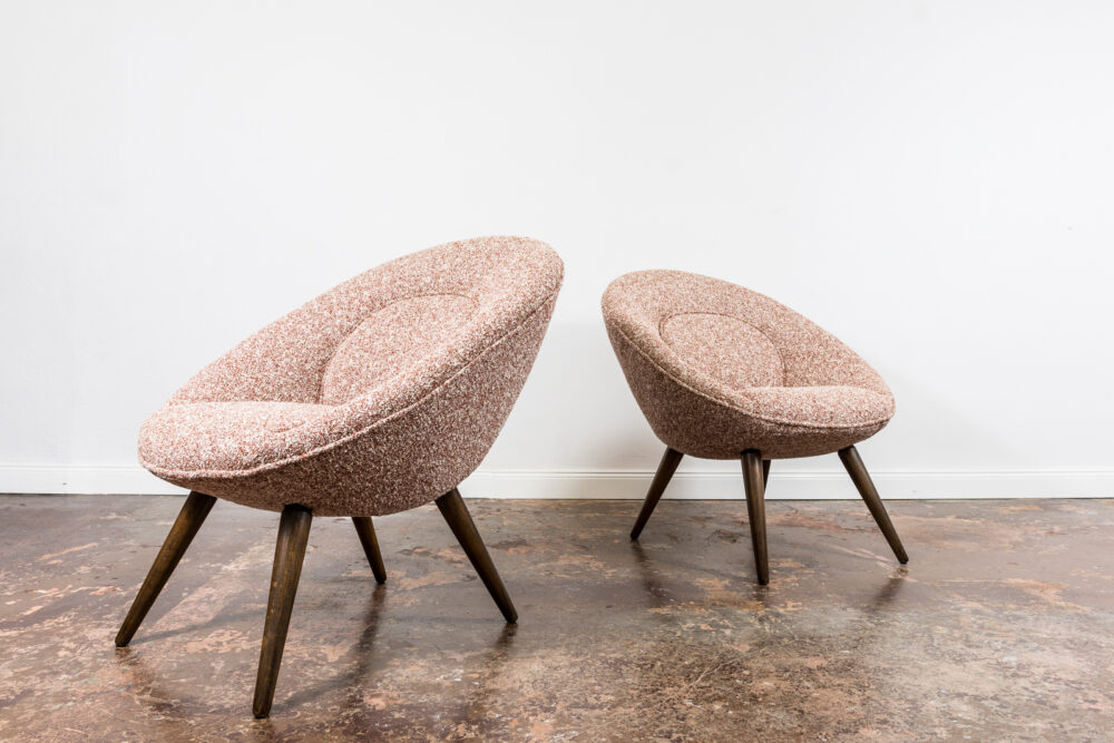 Pair of lounge chairs in Kvadrat, by GFM, Poland, 1960's