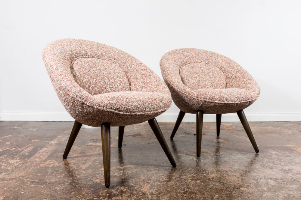 Pair of lounge chairs in Kvadrat, by GFM, Poland, 1960's