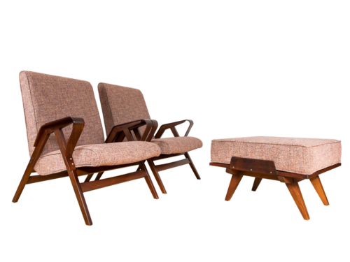 Pai of lounge chairs and Ottoman by František Jirák, Tatra, Czechoslovakia, 1960s