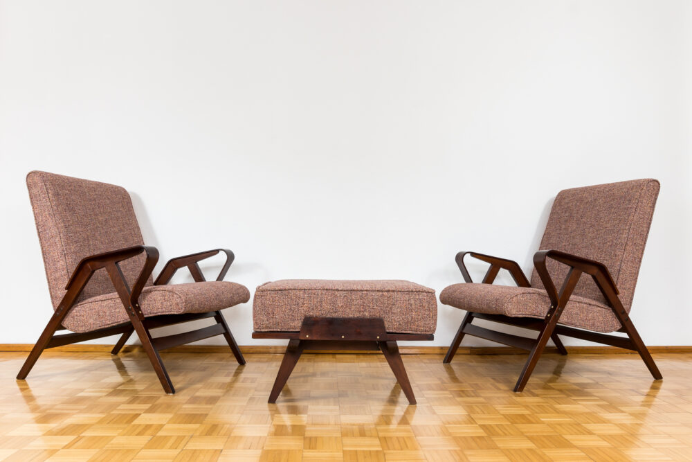 Pai of lounge chairs and Ottoman by František Jirák, Tatra, Czechoslovakia, 1960s