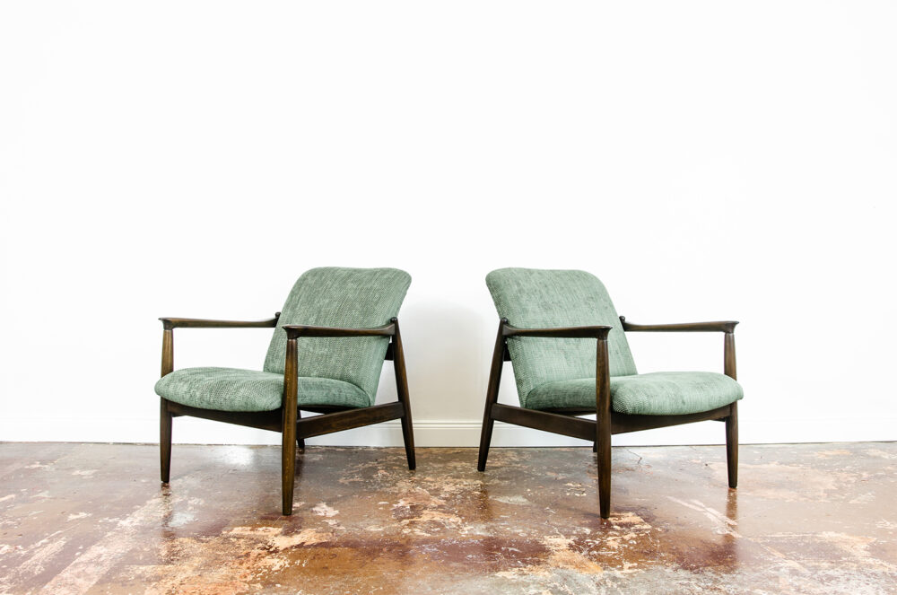 Pair of GFM-64 armchairs by Edmund Homa, GFM, Poland, 1960’s
