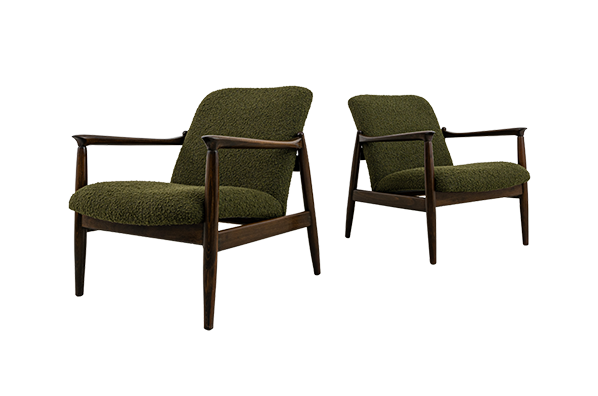 Pair of GFM-64 armchairs by Edmund Homa, GFM, Poland, 1960's