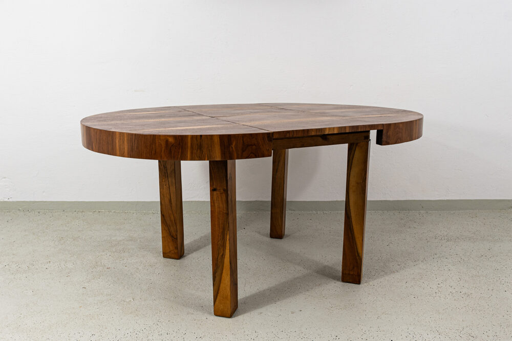 Round extendable dining table, Poland, 1950's