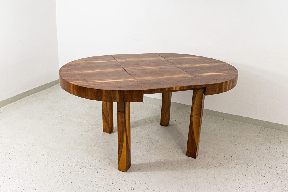 Round extendable dining table, Poland, 1950's