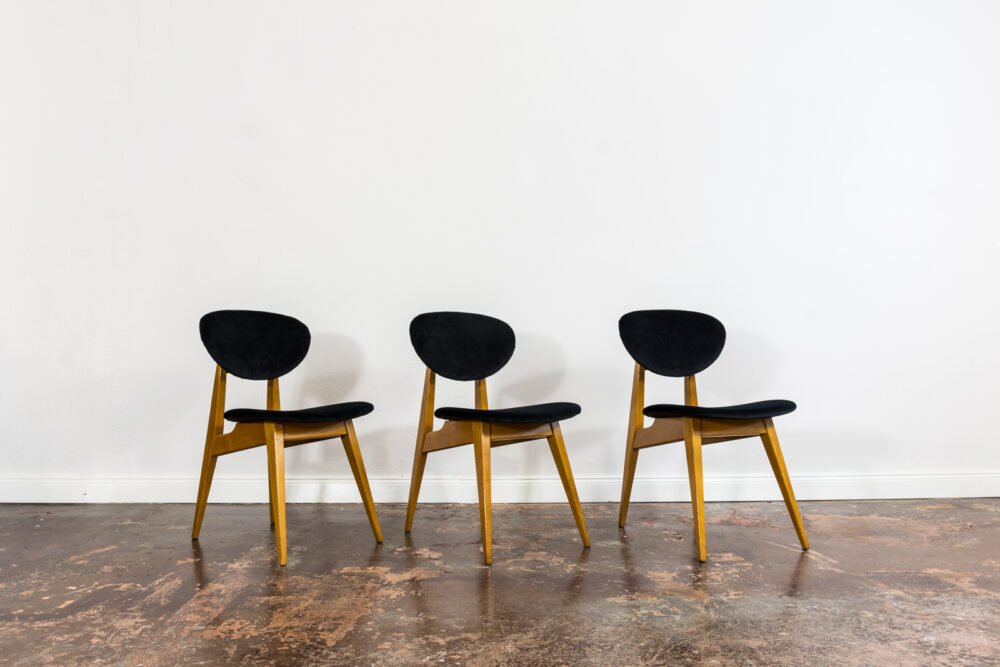 Mid Century Chairs, Gfm 22 By J. Kędziorek, Poland, 1960's, Set Of 3