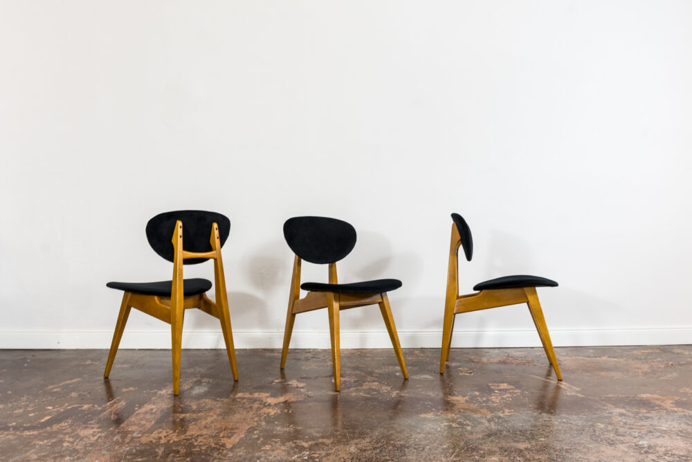Mid Century Chairs, Gfm 22 By J. Kędziorek, Poland, 1960's, Set Of 3