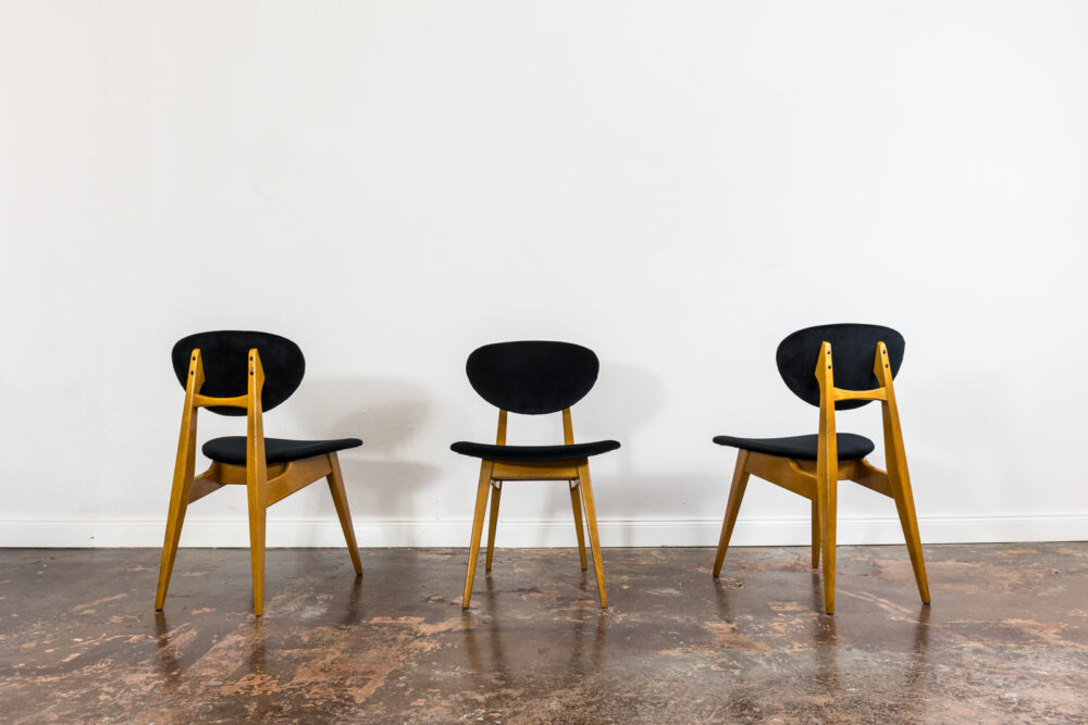 Mid Century Chairs, Gfm 22 By J. Kędziorek, Poland, 1960's, Set Of 3
