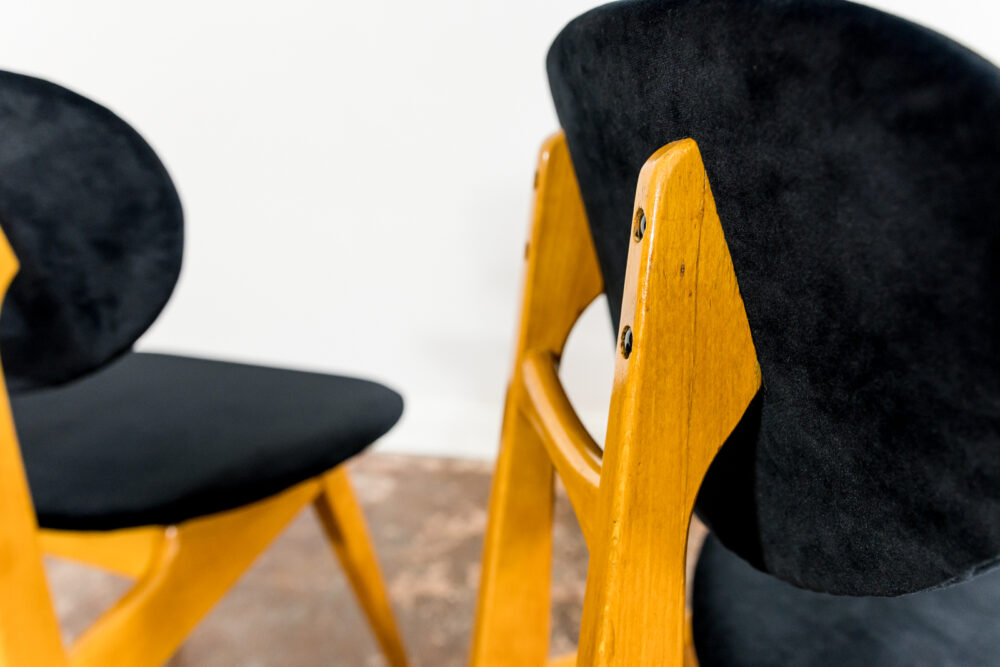 Mid Century Chairs, Gfm 22 By J. Kędziorek, Poland, 1960's, Set Of 3