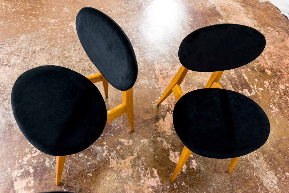 Mid Century Chairs, Gfm 22 By J. Kędziorek, Poland, 1960's, Set Of 3