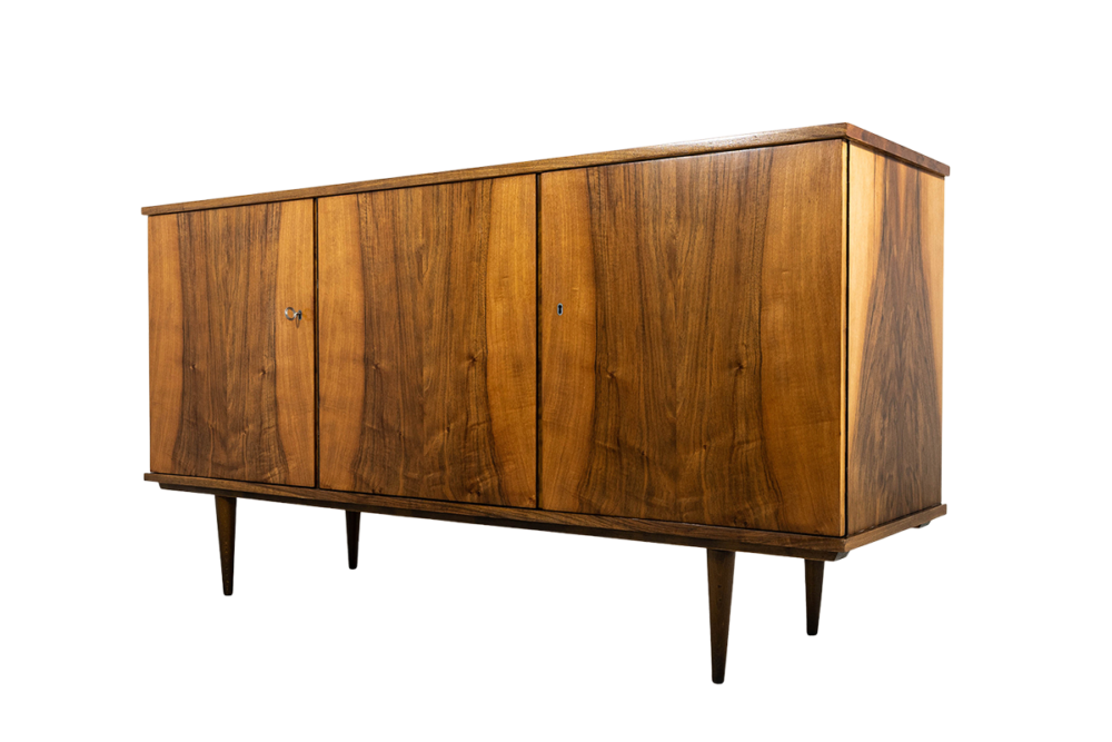 Vintage Walnut Sideboard By Lfm, Poland, 1970’s