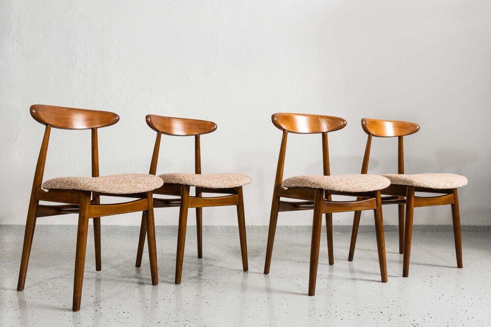 Vintage Dining Chairs, Zamojskie Fabryki Mebli, Poland, 1960s, Set Of 4
